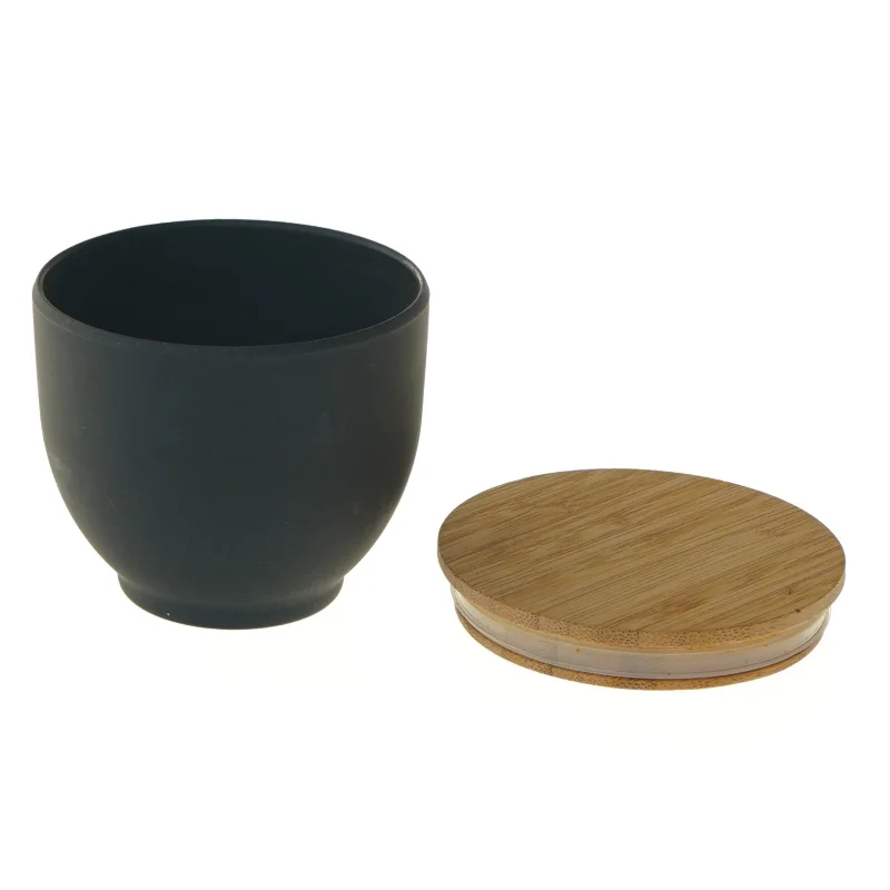 Opbevaringskrukke med bambuslåg fra Madam Stoltz (str. Ø 9 cm længde 8 cm)