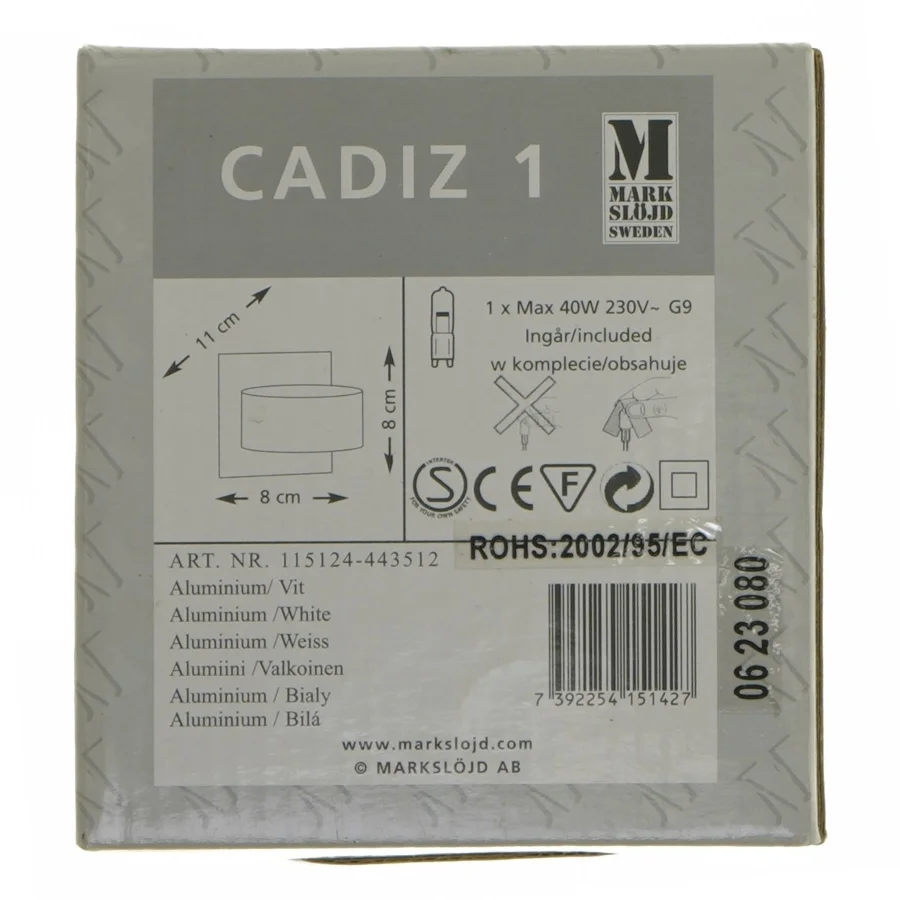 Væglampe Cadiz 1 fra Mark Slöjd (str. Ø 8 cm)