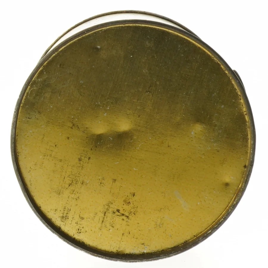 Vintage metal opbevaringsdåse (str. Ø 13 cm længde 16 cm)