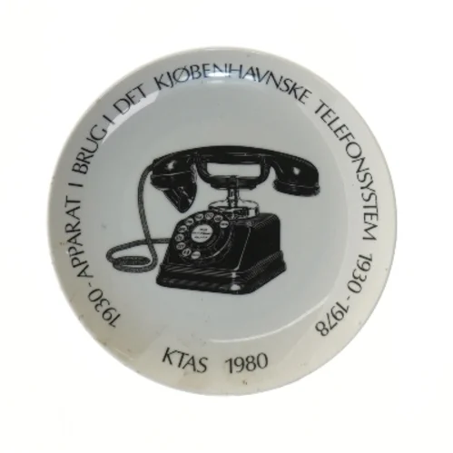 Dekorativ tallerken med telefonmotiv fra Royal Copenhagen (str. Ø 19,5 cm)