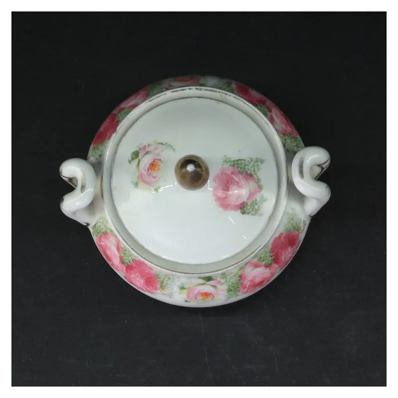 Retro Porcelænssukkerskål med roser (str. 11,5 cm)