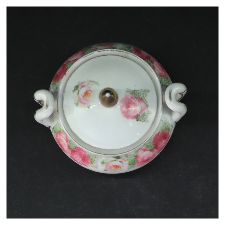 Retro Porcelænssukkerskål med roser (str. 11,5 cm)