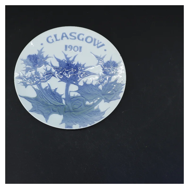 Glasgow 1901 porcelænstallerken fra Royal Copenhagen (str. Ø 19 cm)