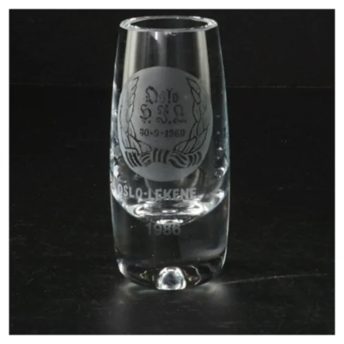 Graveret ølglas (str. 10,5 cm)