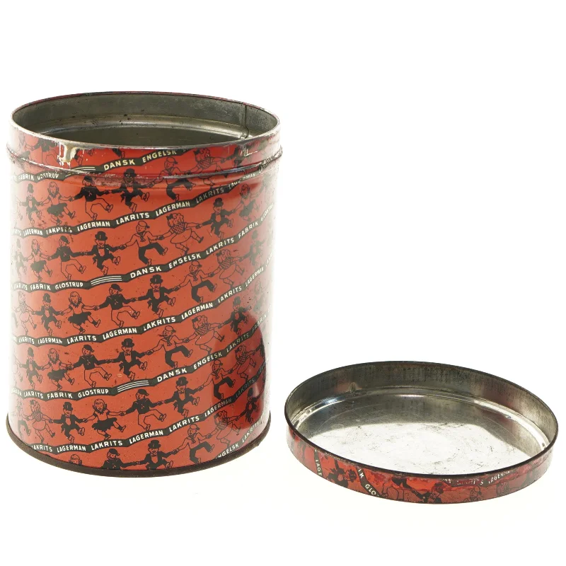 Vintage metalbeholder lagermann (str. Ø 16 cm længde 19,5 cm)