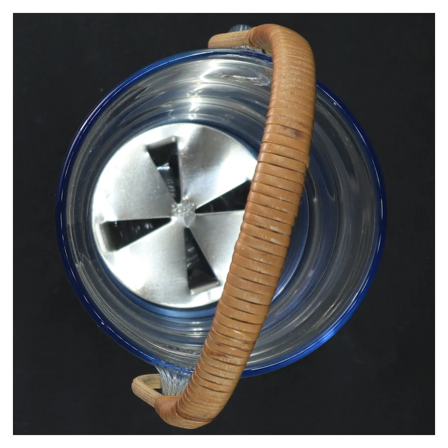 Holmegård Isterningespand med tang og hank i rattan (str. H 15,5 cm)