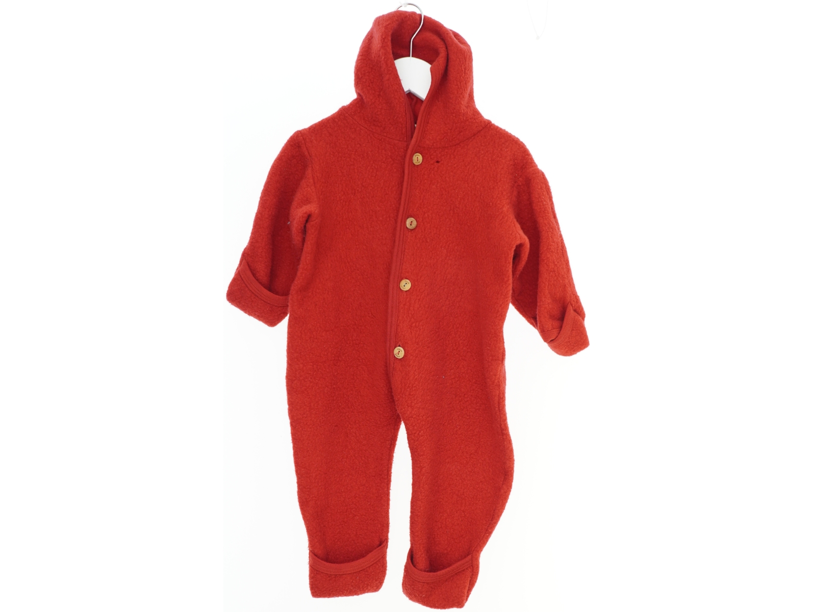 Rød fleece heldragt med hætte fra Engel (str. 80)