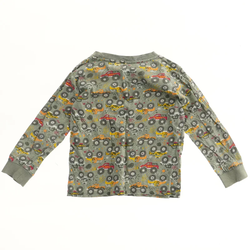 Langærmet bluse med biler (str. 104)