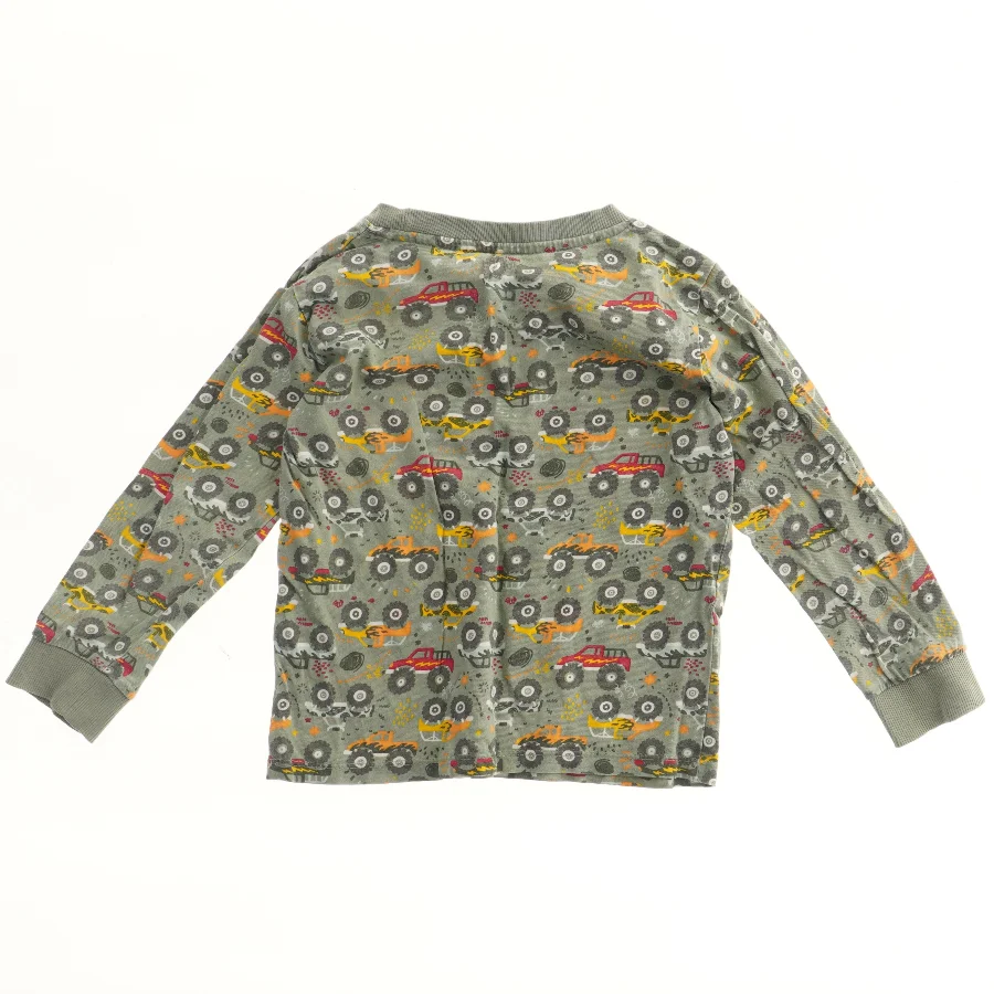 Langærmet bluse med biler (str. 104)