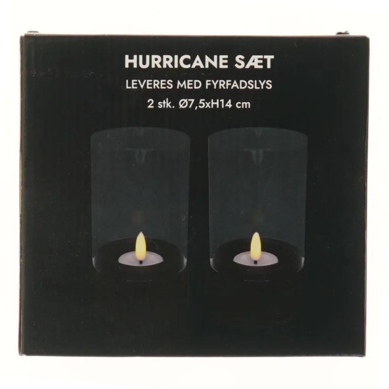 Hurricane fyrfadslys sæt (str. 2 stk Ø 7,5xH14 cm)