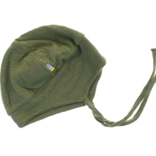 Grøn babyhue med bindebånd fra Joha (str. 1-2 år )