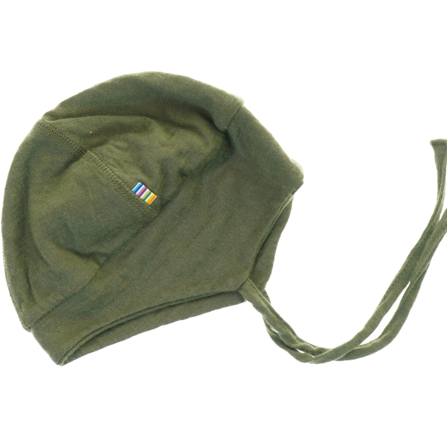 Grøn babyhue med bindebånd fra Joha (str. 1-2 år )