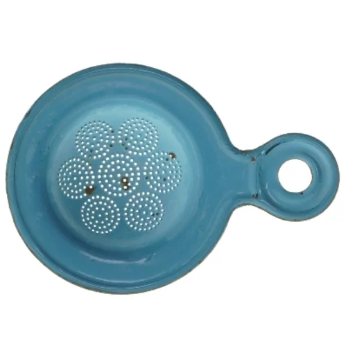 Blå emaljeret te si (str. Ø 10 cm længde 14 cm)