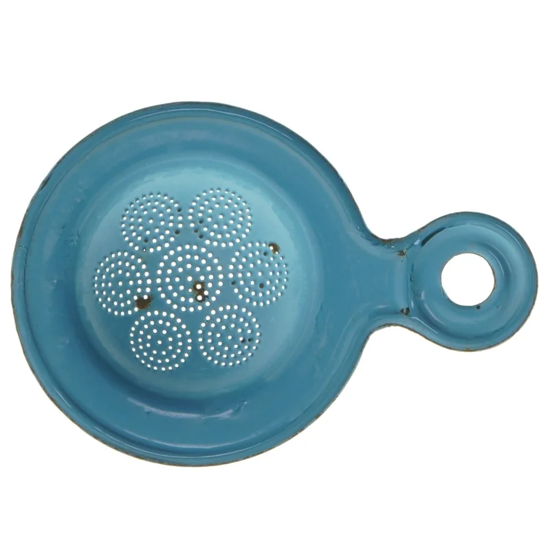 Blå emaljeret te si (str. Ø 10 cm længde 14 cm)