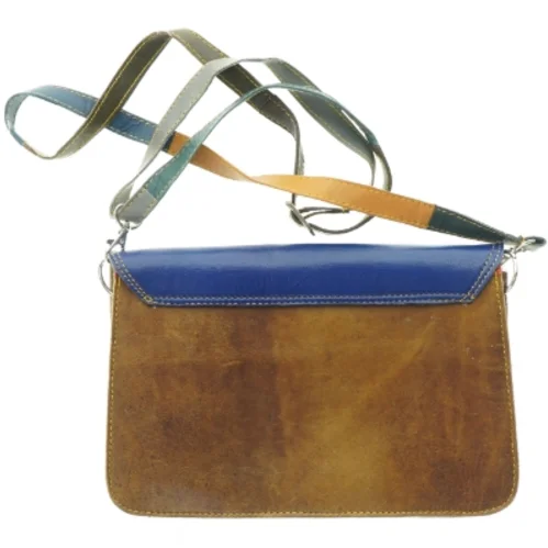 Farverig lædertaske (str. 28 x 19 cm)