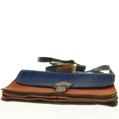 Farverig lædertaske (str. 28 x 19 cm)