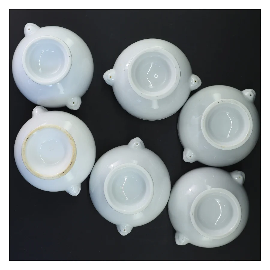 6 hvide skåle i porcelæn (str. Ø 11,5x9 cm)