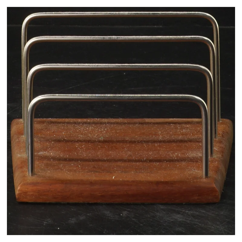 Brødristerholder i træ og metal (str. 9x15 cm)