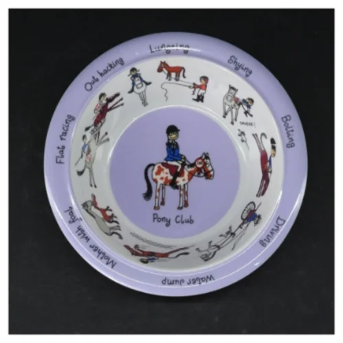Børne tallerken og skål med hestetema fra Pony Club (str. Ø. 17,5 cm)