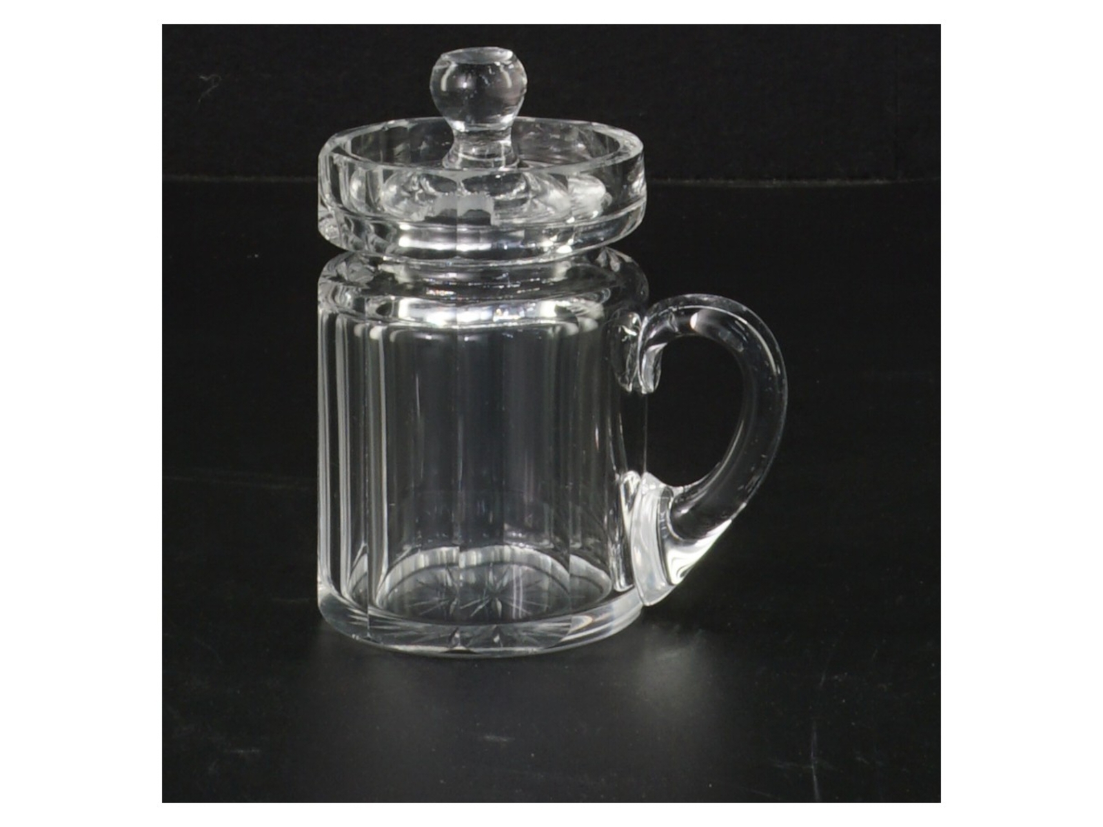 Retro Glas sennepskrukke  med låg (str. 8 cm)