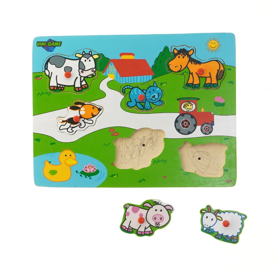 Børne puslespil med dyremotiver fra Vini-game (str. 30x23 cm)