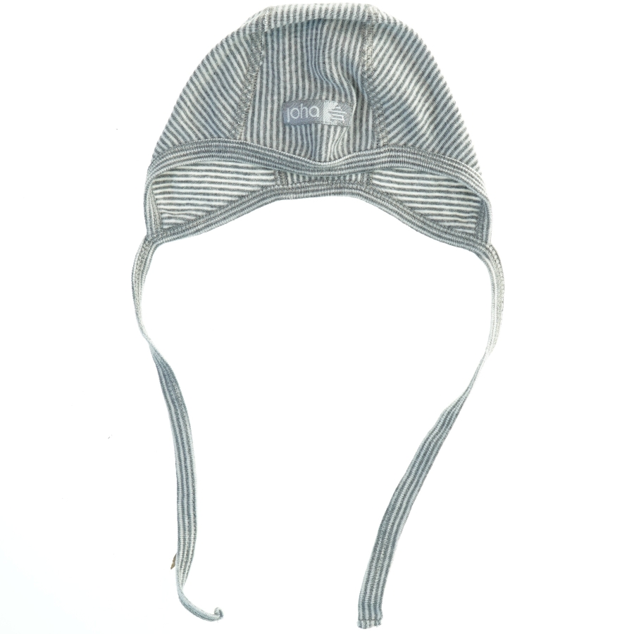 Stribet hue med bindebånd fra Joha (str. 37 cm)