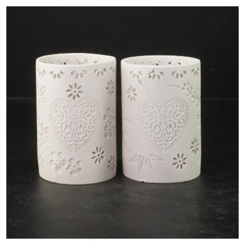 Dekorative keramikpotter med hjertemotiv (str. Ø. 7 cm. længde, 10 cm)