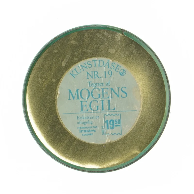 Retro irma kunstdåse Blå opbevaringsdåse med skyer og landskab fra Irma (str. Ø 11,5 cm længde 15 cm)