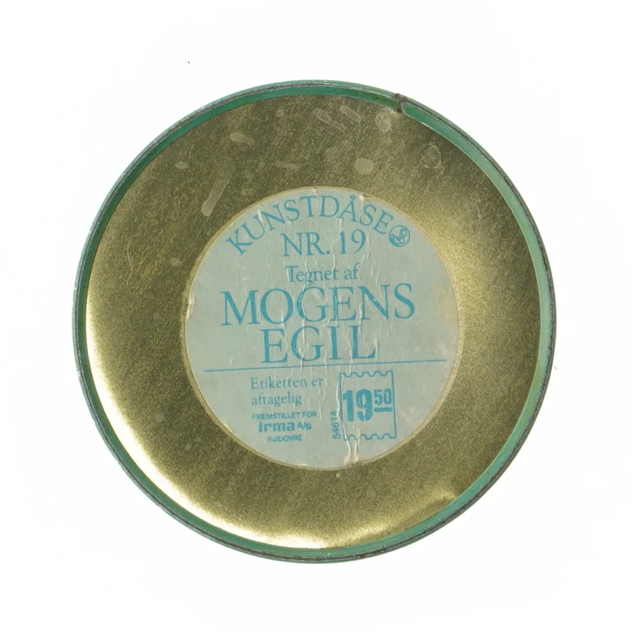 Retro irma kunstdåse Blå opbevaringsdåse med skyer og landskab fra Irma (str. Ø 11,5 cm længde 15 cm)