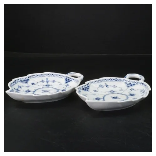 Royal Copenhagen blåmalet musselmalet bladfad sæt fra Royal Copenhagen (str. Ø 16xØ13 cm)