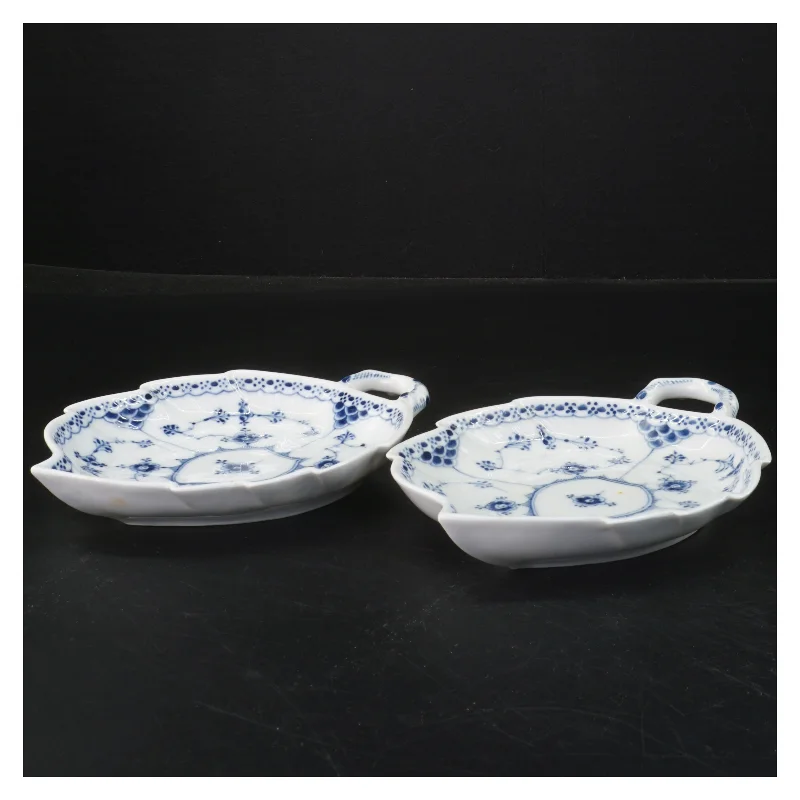 Royal Copenhagen blåmalet musselmalet bladfad sæt fra Royal Copenhagen (str. Ø 16xØ13 cm)