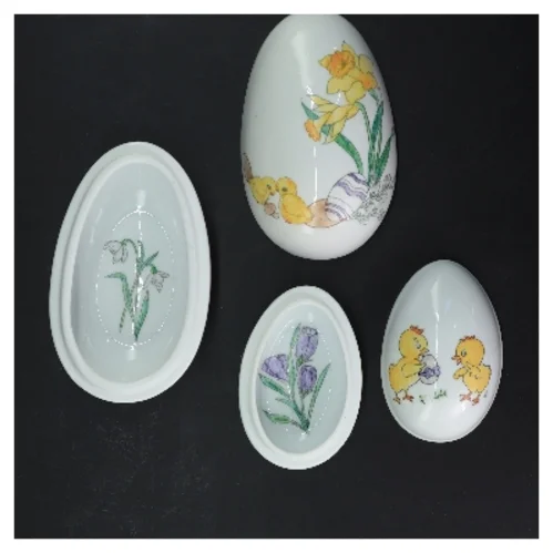 Dekorative porcelænsæg (str. 14,5 & 10,5 cm)