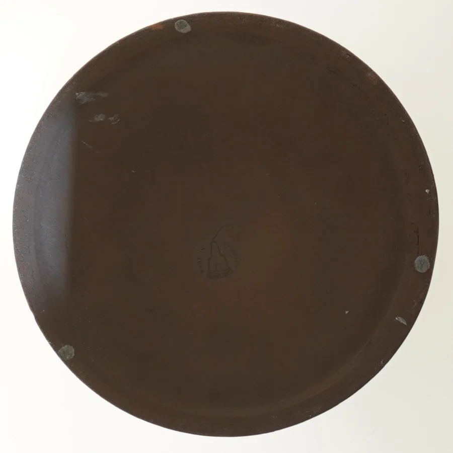 Rund keramikfad med blå glasur fra Knabstrup (str. Ø 20x3 cm)