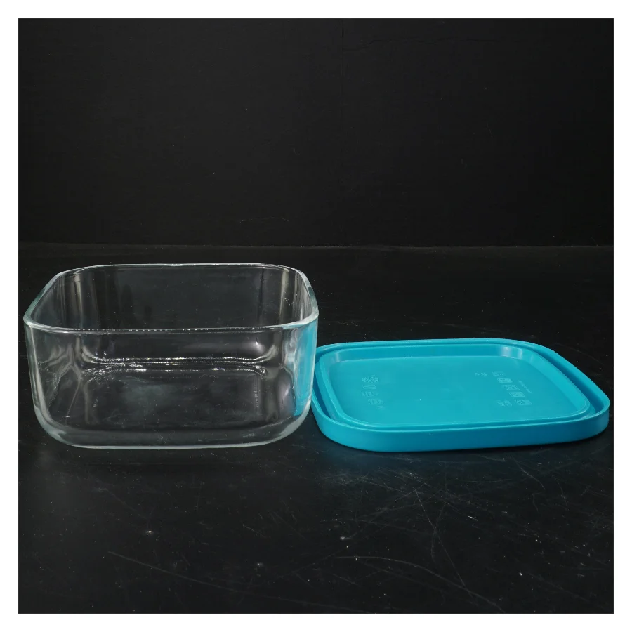 Opbevaringsboks med låg fra Bormioli Rocco (str. 13x13x6 cm)