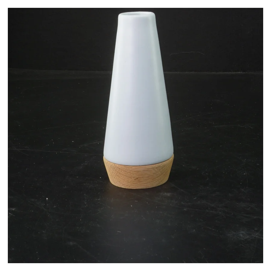 Blå vase med træbund fra Novaform (str. 13x5 cm)