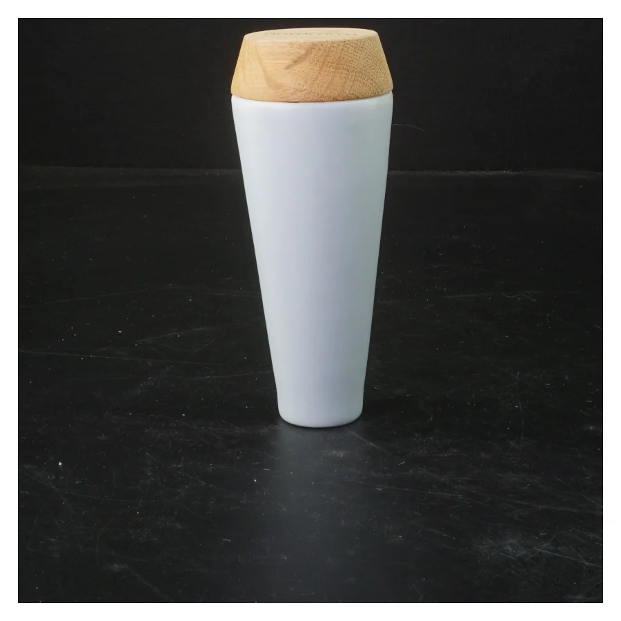 Blå vase med træbund fra Novaform (str. 13x5 cm)