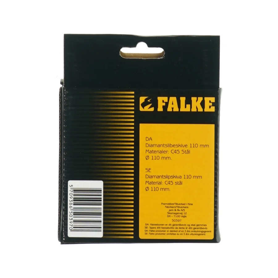 Diamantslibeskive fra Falke (str. Ø: 110 mm)