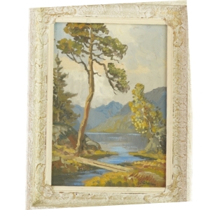 Billede i hvid dekoreret ramme (44x34 cm)