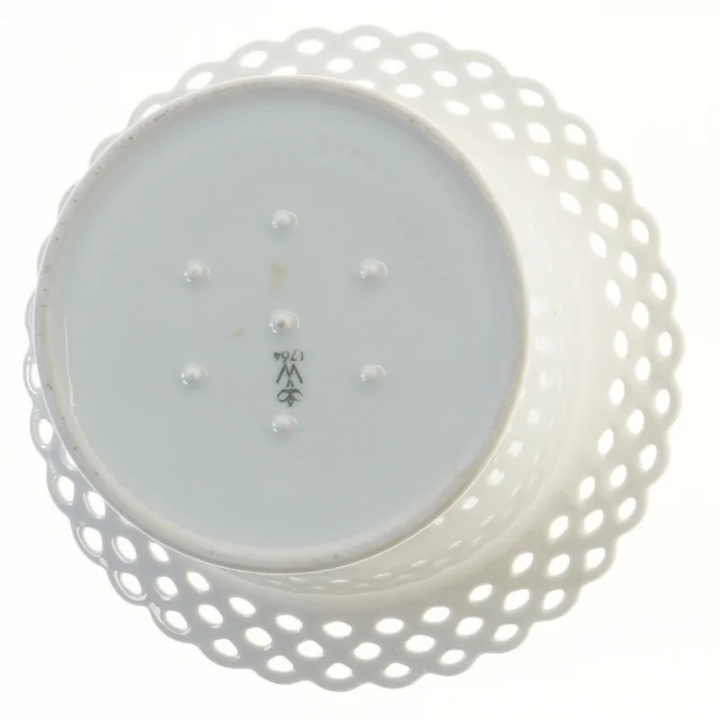 Hvid urtepotte med blå blomstermønster (str. Ø 17x12,5 cm)