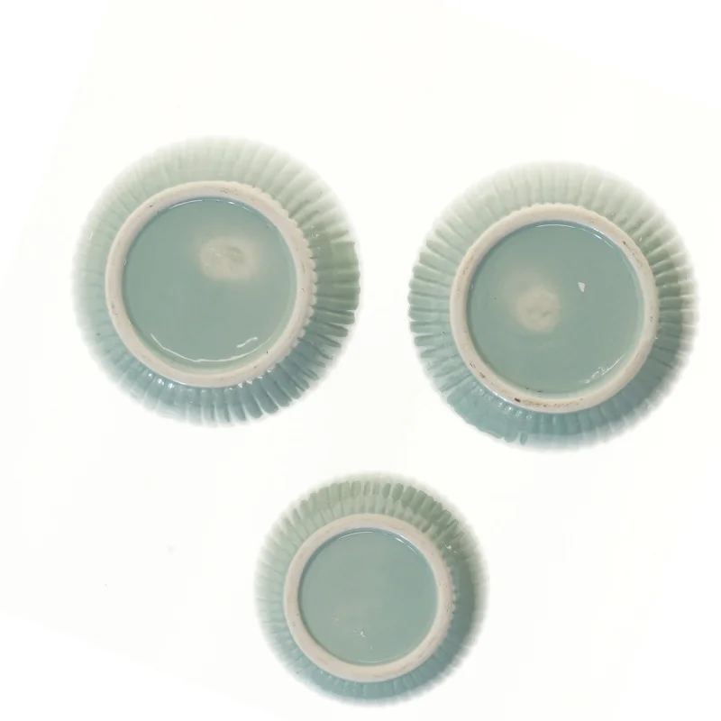 Ribbet keramik potte sæt (str. Ø 11 & 9 cm)