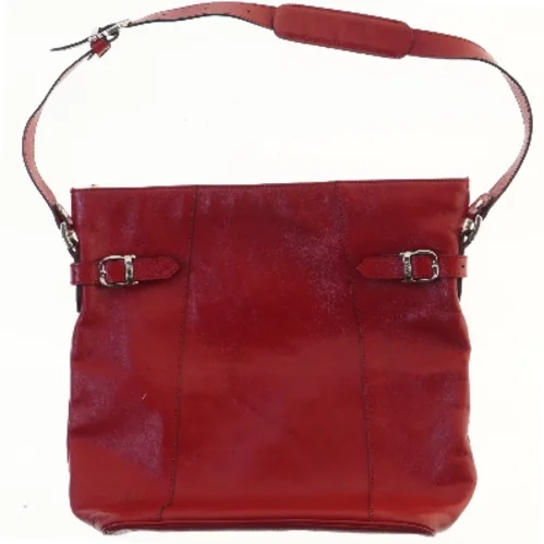 Rød læder skuldertaske fra Three Bags (str. 35,5x33,5 cm)
