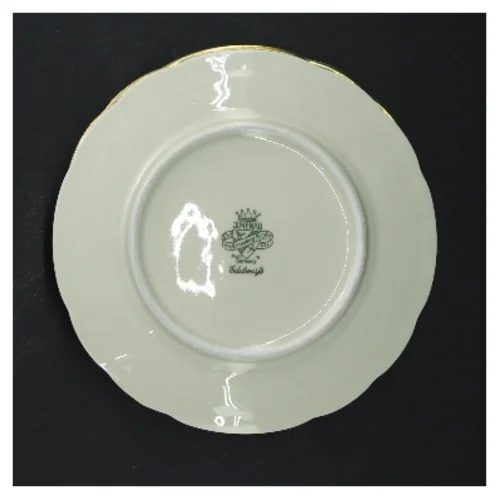 Edelweiss porcelænstallerkener med guldkant 5 stk fra JLMENAU (str. 5 stk Ø 16 cm)