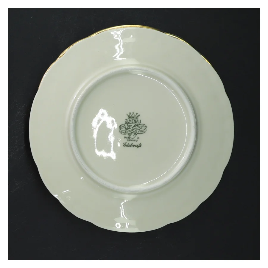 Edelweiss porcelænstallerkener med guldkant 5 stk fra JLMENAU (str. 5 stk Ø 16 cm)