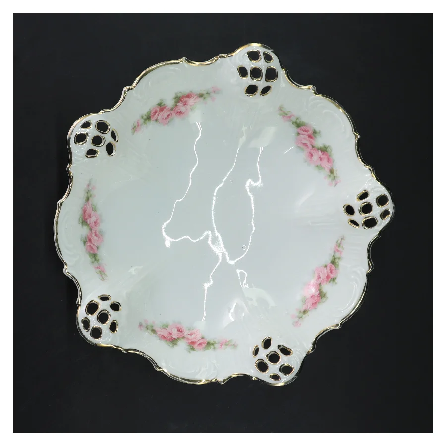 Porcelænsskål med blomstermotiv (str. Ø 23 cm)