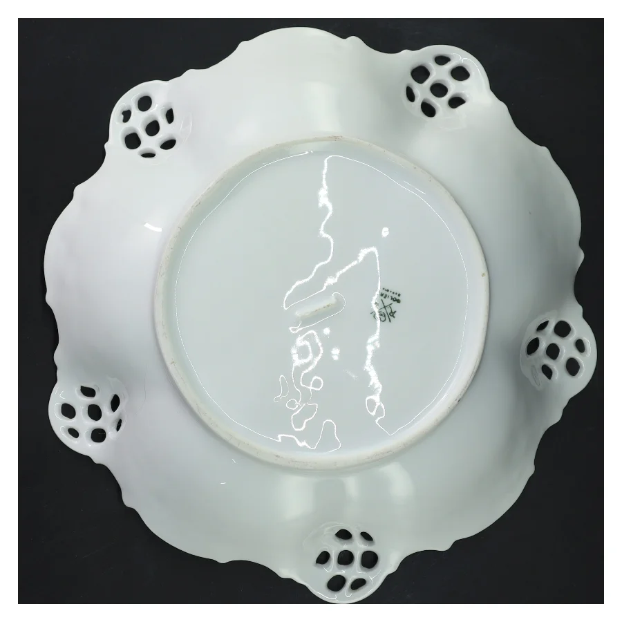 Porcelænsskål med blomstermotiv (str. Ø 23 cm)
