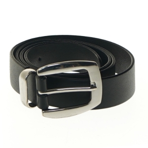 Sort bælte med sølvspænde (str. 114 cm)