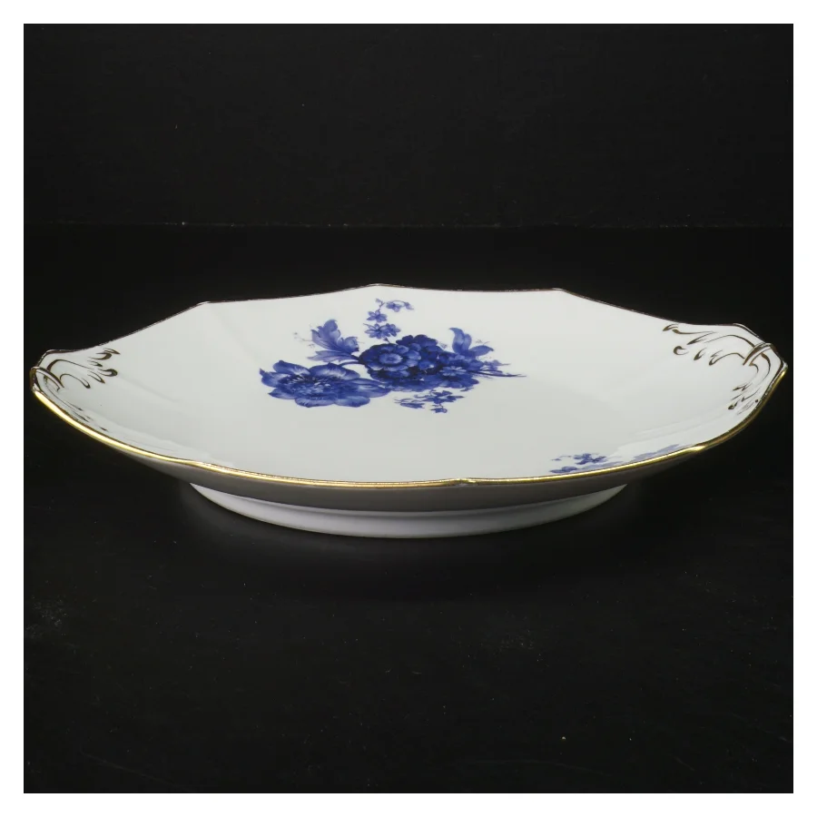 Porcelænsfad med blåt blomstermotiv fra Bavaria (str. Ø 23,5 cm)