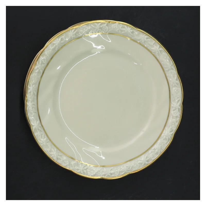 Sæt med seks flade porcelænstallerkener fra JLMENAU (str. 6 stk Ø 16 cm)
