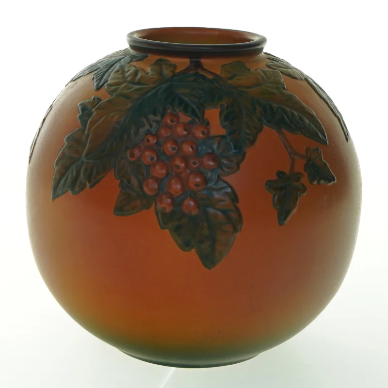 Ipsen Keramikvase med blade og bær (str. Ø. 20 cm)