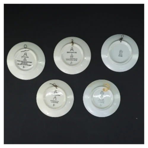 Blå dekorative platter, 5 stk (str. 5 stk Ø 8,5 cm)